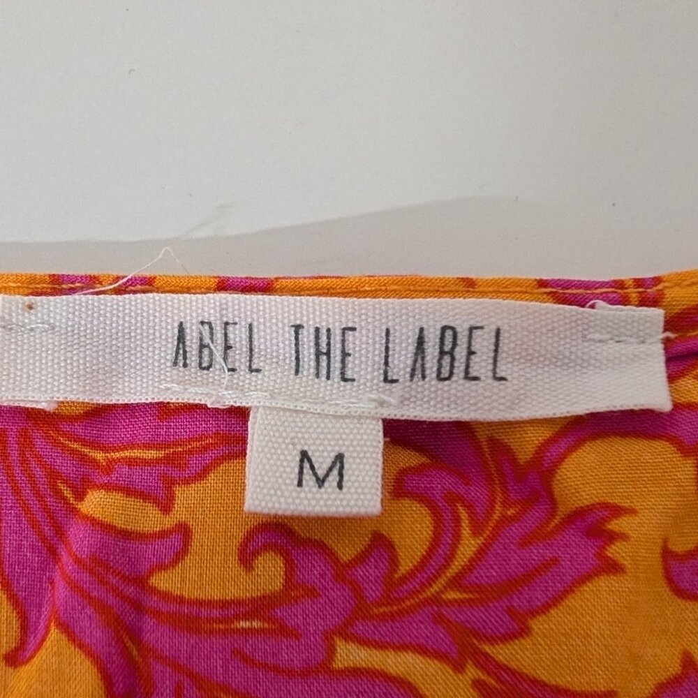 Abel the Label Leonard Floral Dress Womens Size Medium Orange Pink V Neck Rayon - Picture 5 of 11